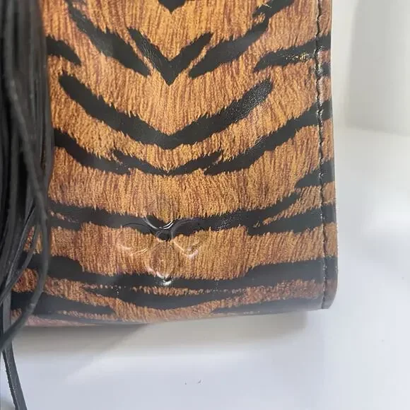 Patricia Nash Leather Primrose Satchel Handbag Animal Print Tiger Crossbody NEW - Picture 3 of 16
